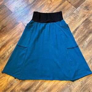 ~*~ Rowan Grey Clothing Below Knee Hemp Passport Skirt Lagoon M ~*~